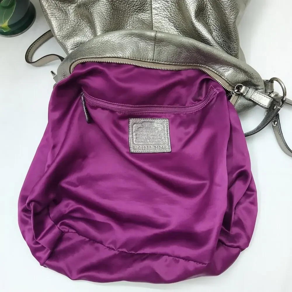 Coach Madison Metallic Gold Leather Zipper Hobo Shoulder Bag